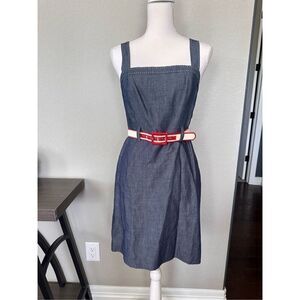 Loft Belted Denim Tank Dress 4 Petite